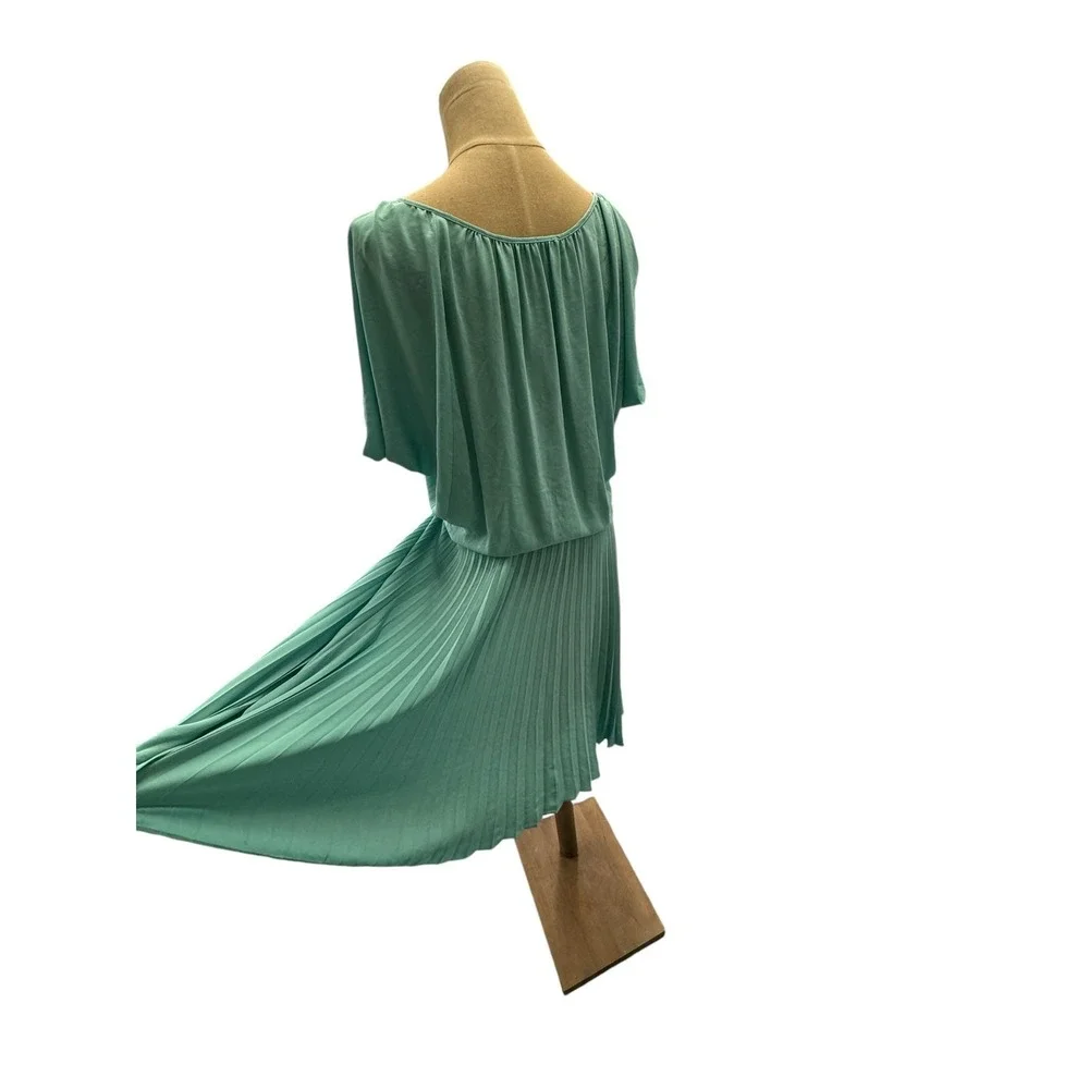 NWT!!, "LONA"Sage Green Dress, Pleated,Crinkled, Slit Sleeve, Fairy,Flowing - Picture 5 of 13